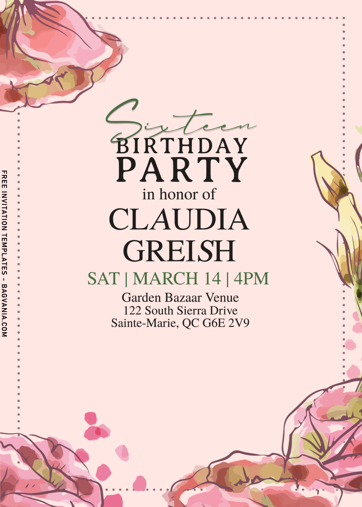 9+ Simple Modern Gold Frame And Pink Floral Invitation Templates