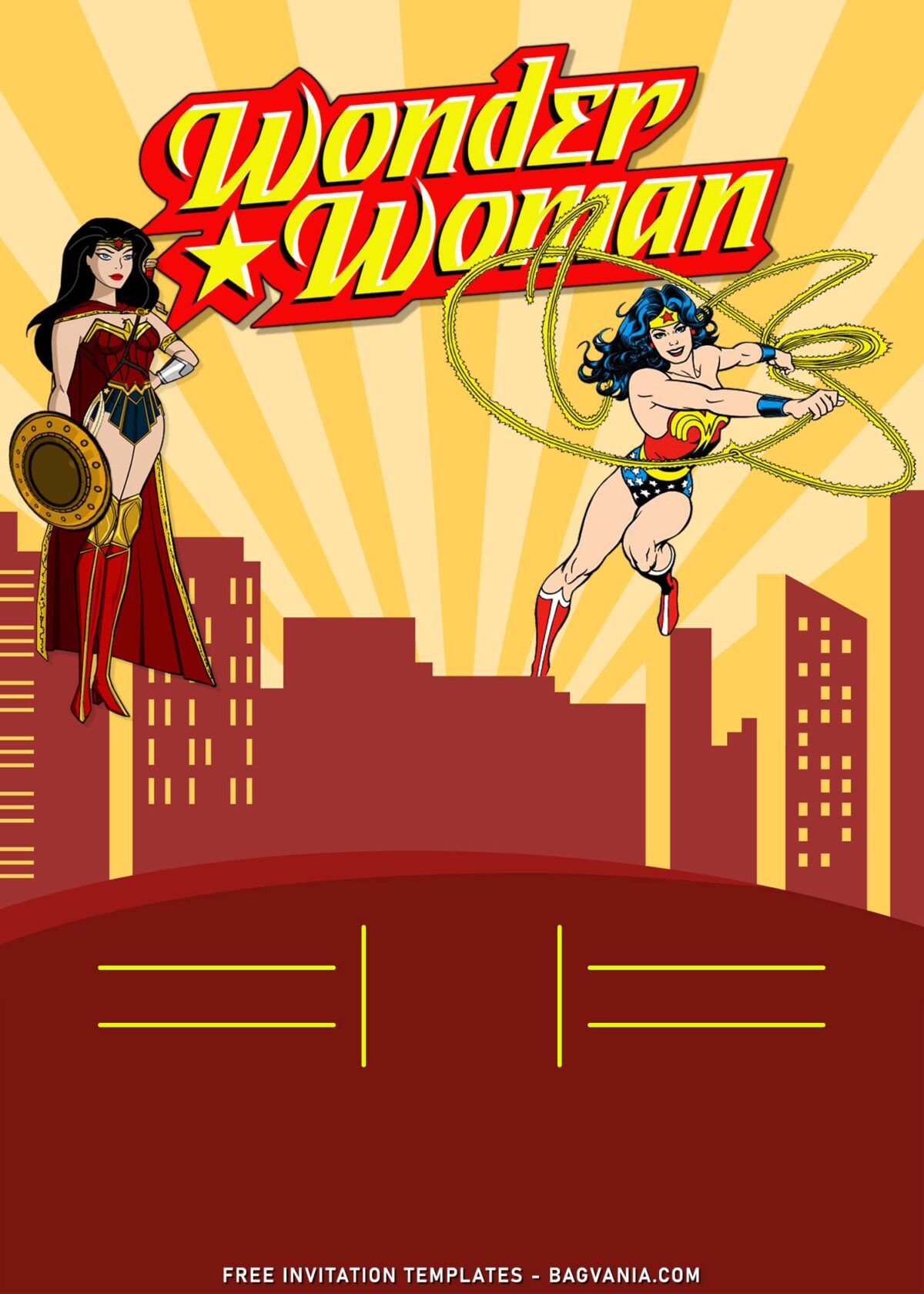9+ Fantastic Superhero Birthday Invitation Templates With Wonder Woman with awesome wonder woman logo