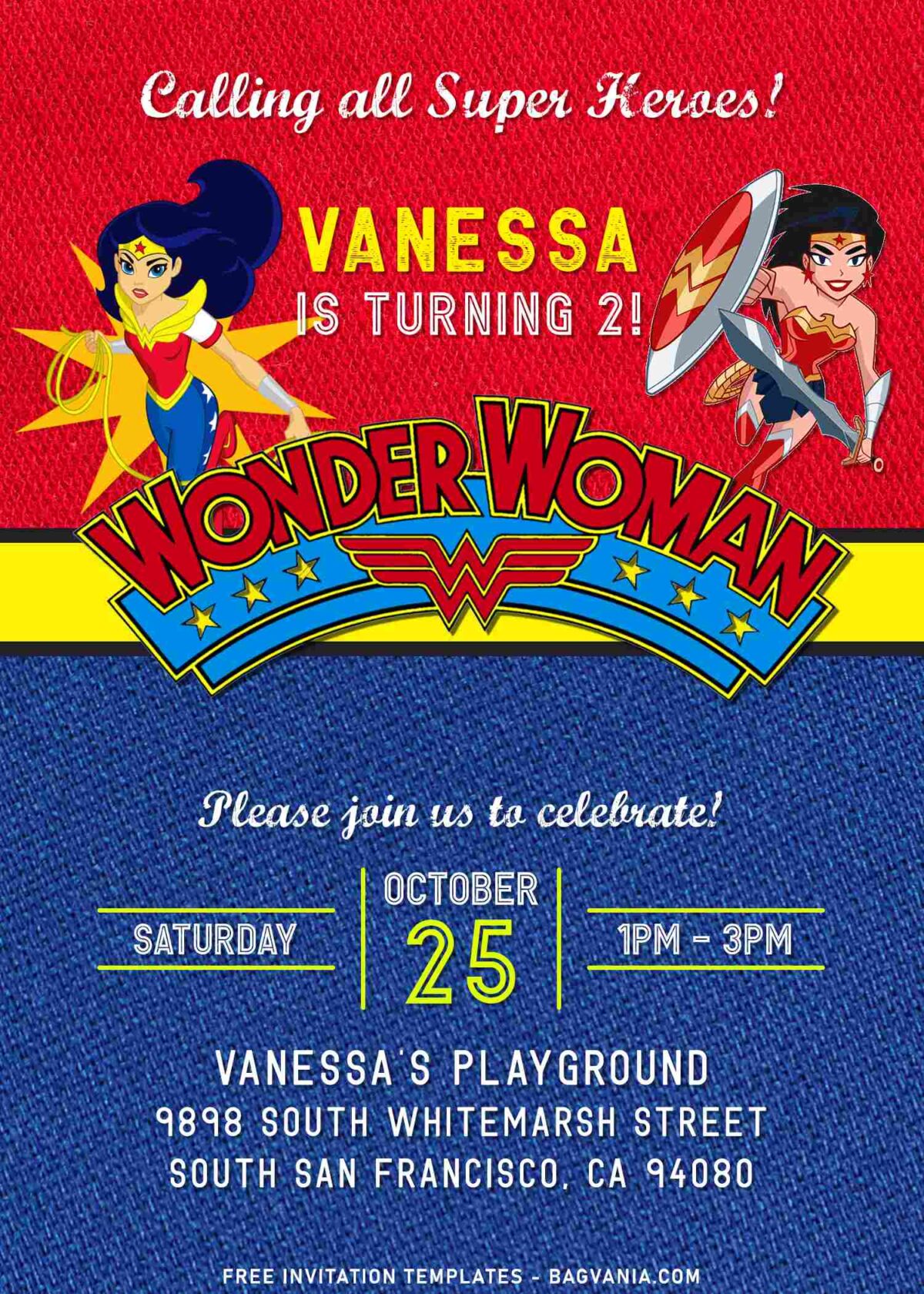 10+ Chibi Wonder Woman Birthday Invitation Templates