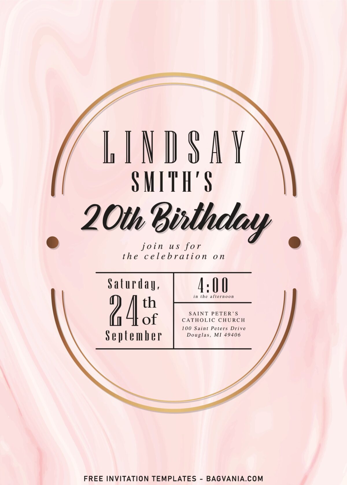 11+ Chic Marble Blush 20th Birthday Invitation Templates