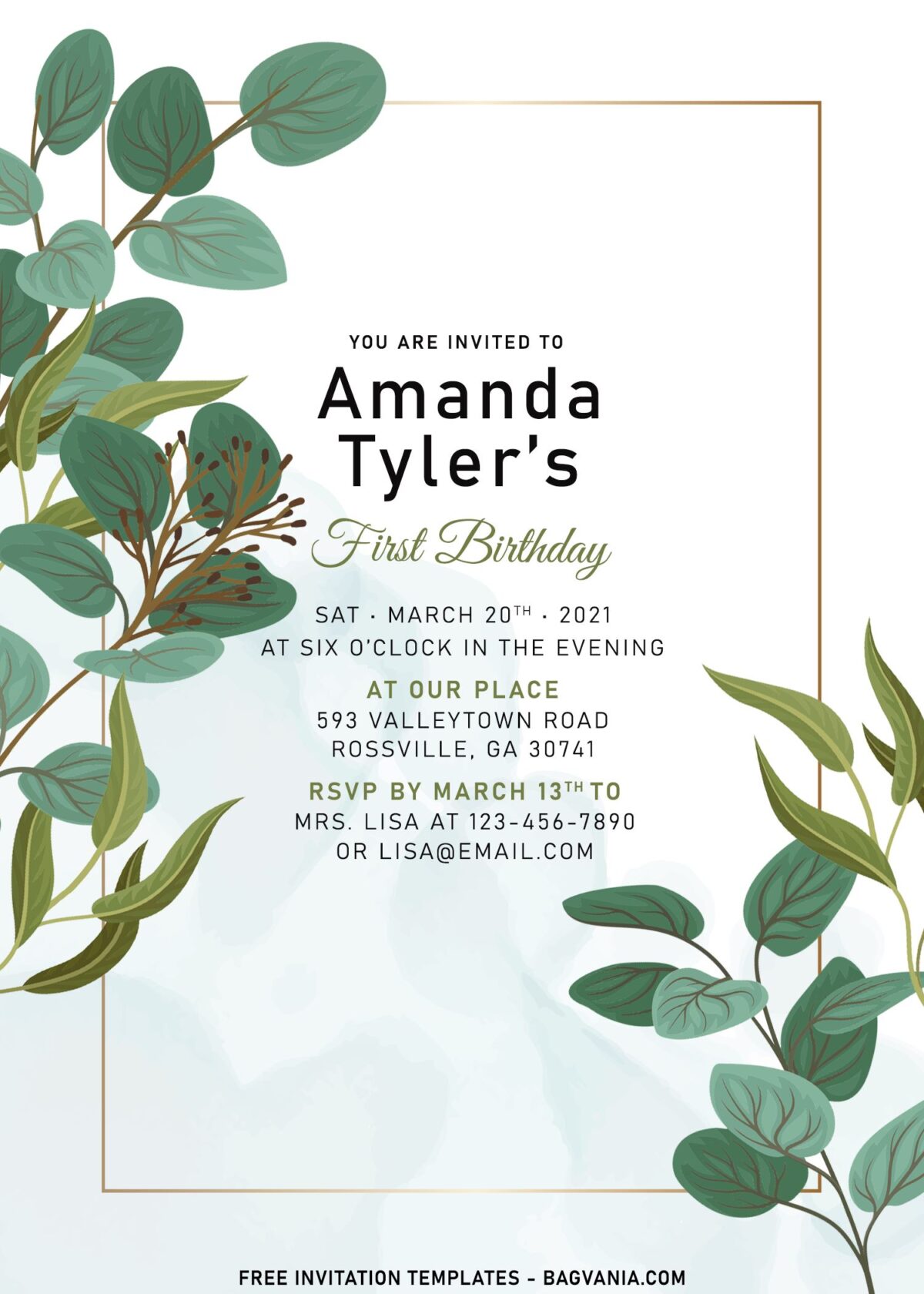 11+ Beautiful Greenery And Willow Branches Birthday Invitation Templates
