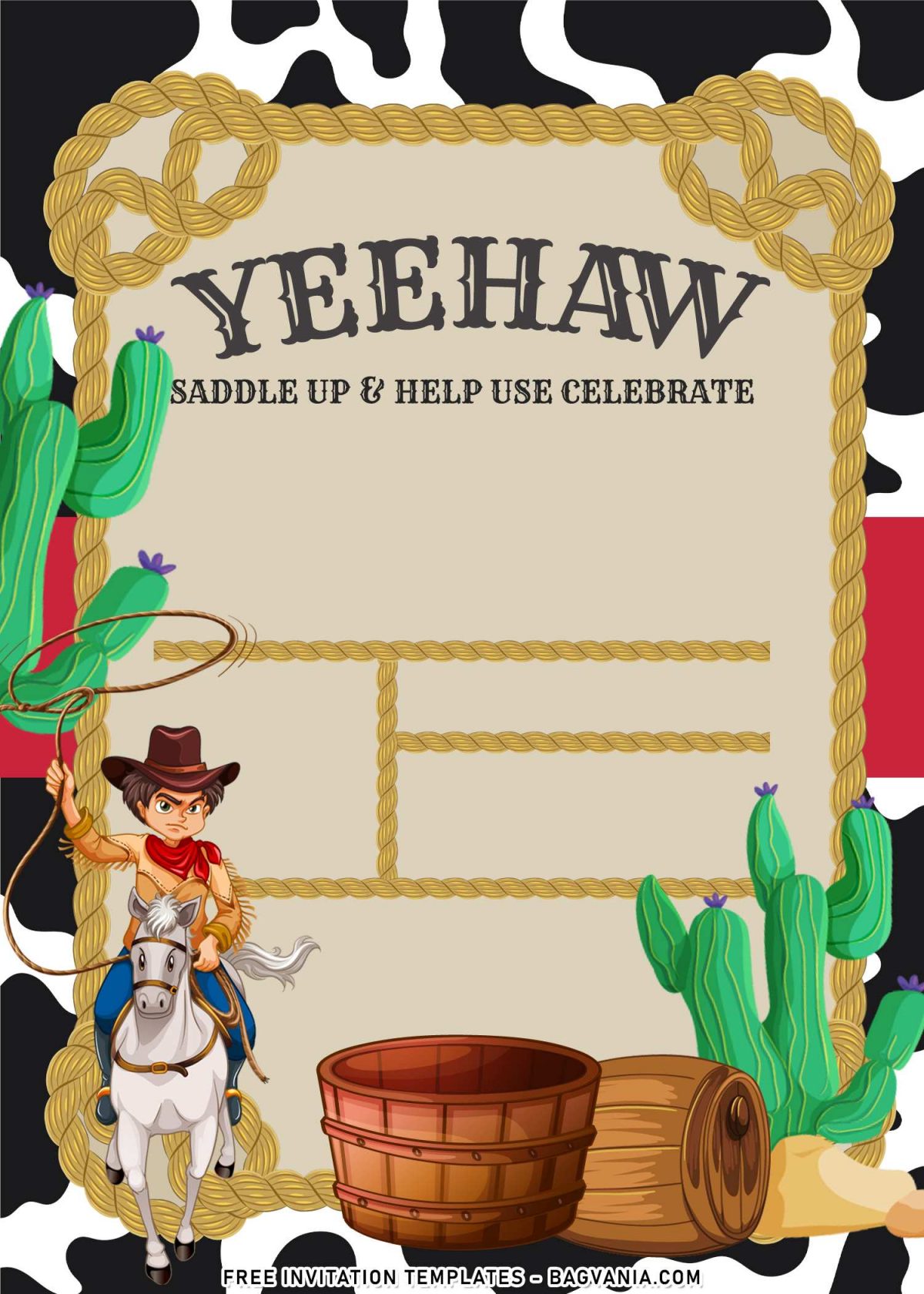 7+ Western Cowboy Birthday Invitation Templates with lasso text frame