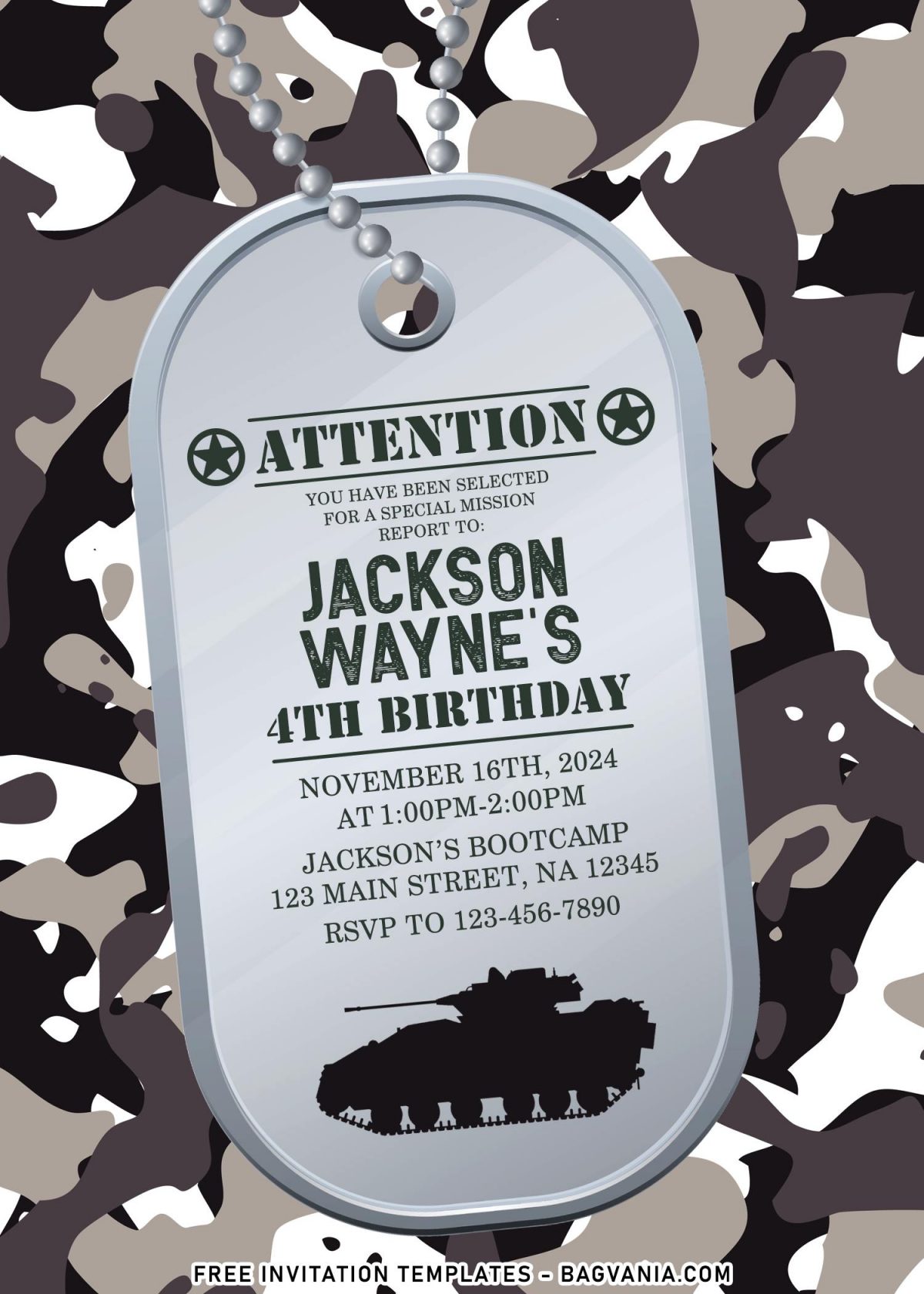 7+ Military Dog Tag Birthday Invitation Templates For The Little Soldier