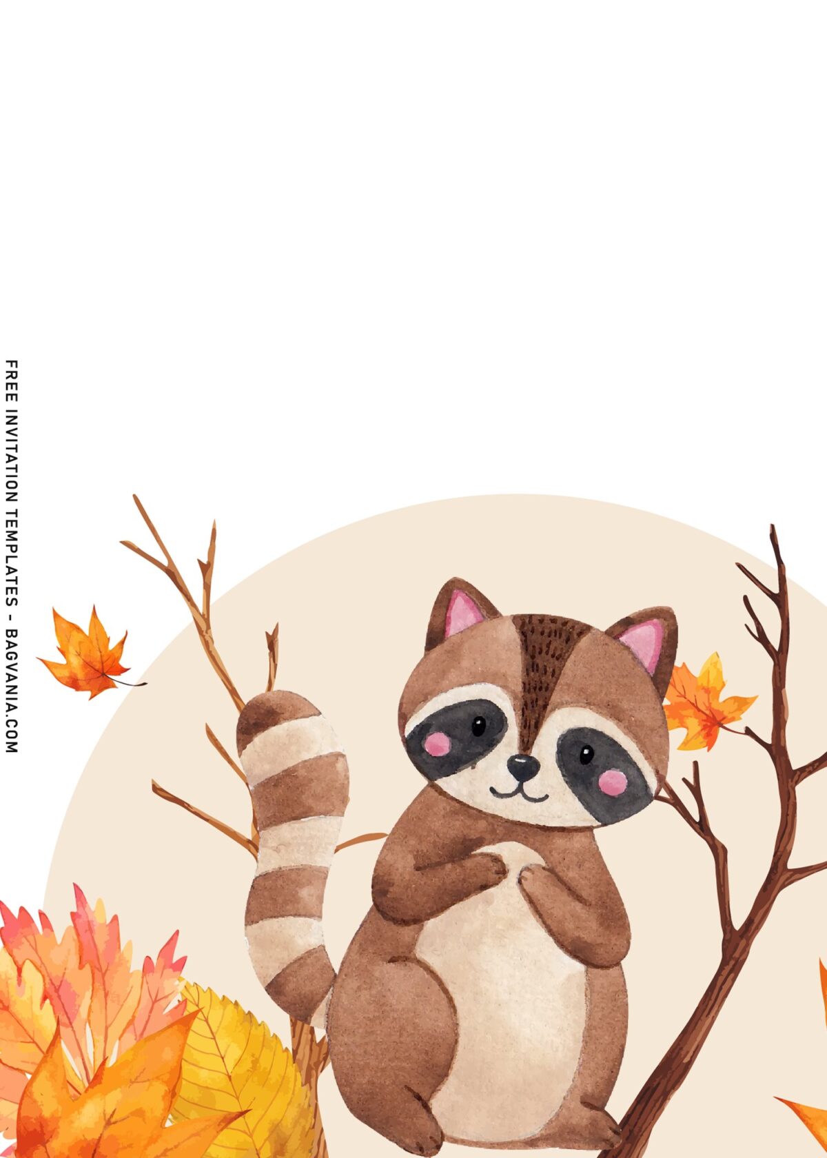 7+ Watercolor Forest Birthday Invitation Templates With Woodland Animal with adorable raccoon