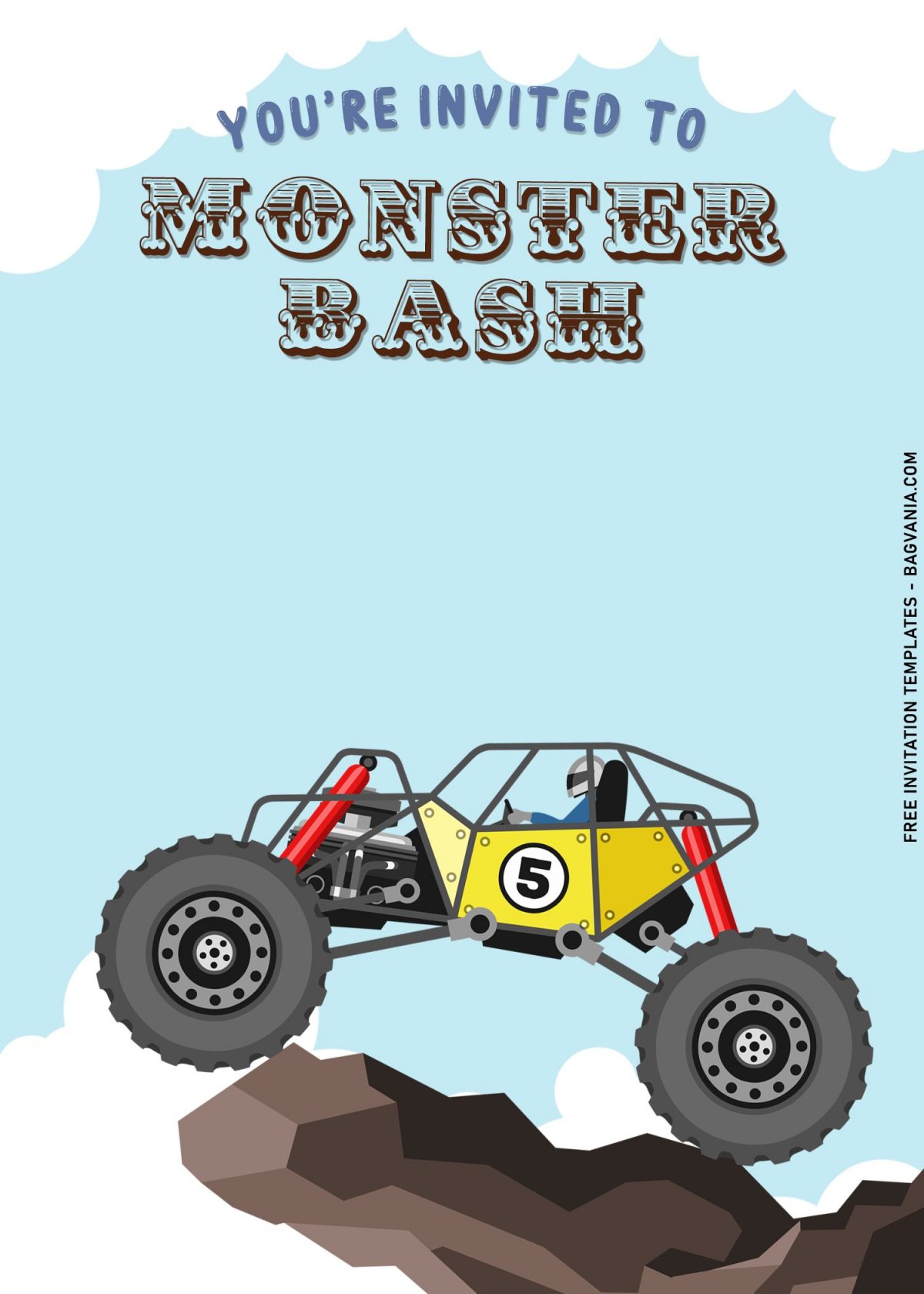 7+ Super Cool Monster Truck Crawling Birthday Invitation Templates with dessert buggy in PUBG