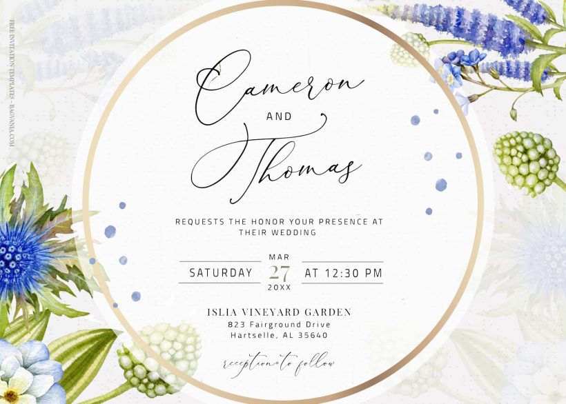 7+ Blue Watercolor Floral Pattern Wedding Invitation Templates Title