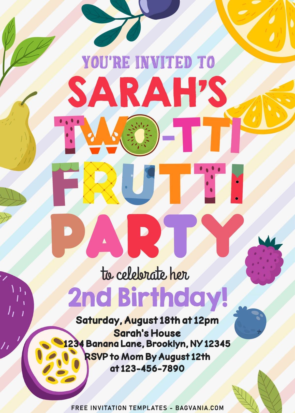 7+ Trendy And Fresh Two-tti Frutti 2nd Birthday Invitation Templates
