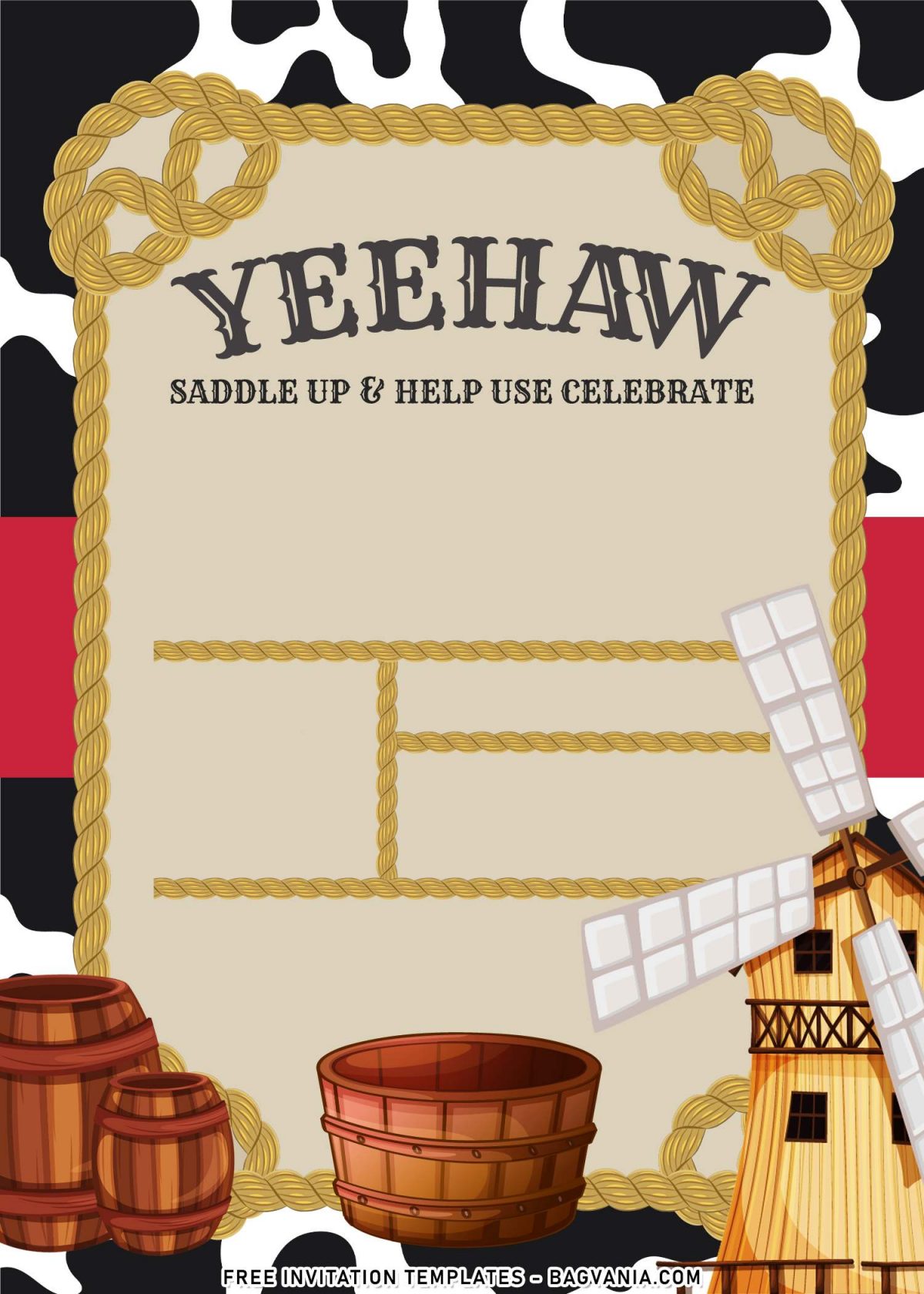7+ Western Cowboy Birthday Invitation Templates with windmill and oil barrel