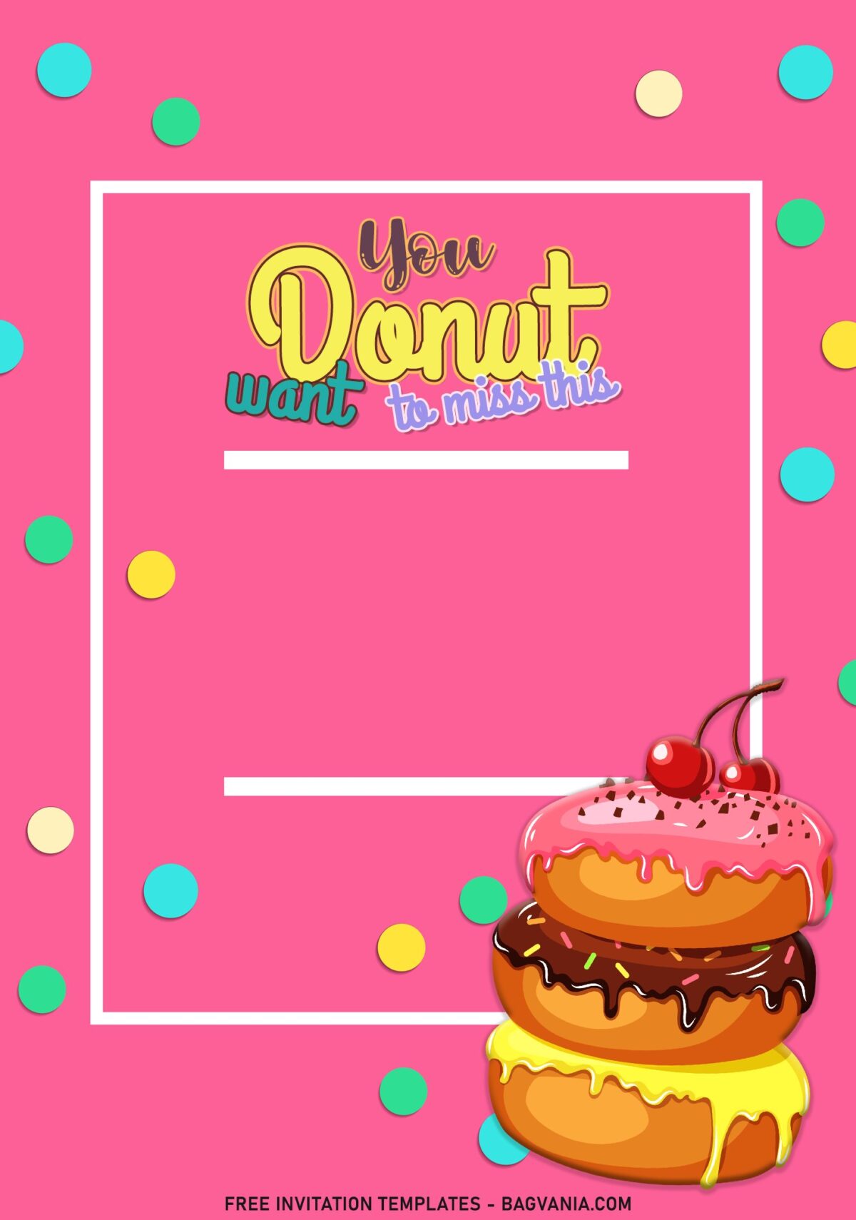 7+ Donut And Sprinkle Invitation Templates For Your Cute Little Girl's Birthday with donut miss this party wording