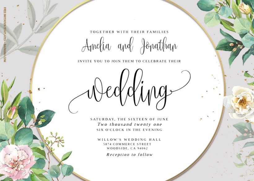 7+ Elegant Gold And Green Floral Pattern Wedding Invitation Templates Title