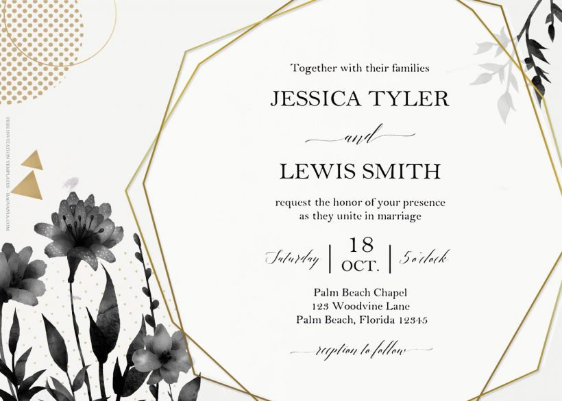 7+ Fleur Noir Floral Pattern Wedding Invitation Templates Title