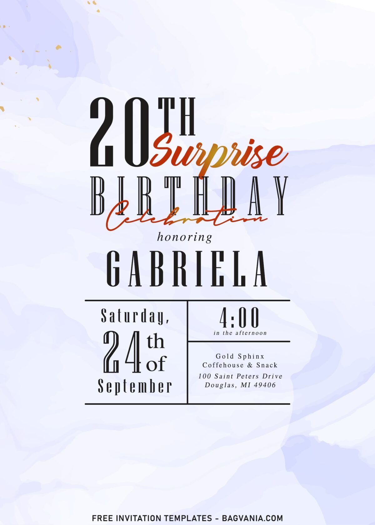 7+ Minimalist And Elegant 20th Birthday Surprise Invitation Templates