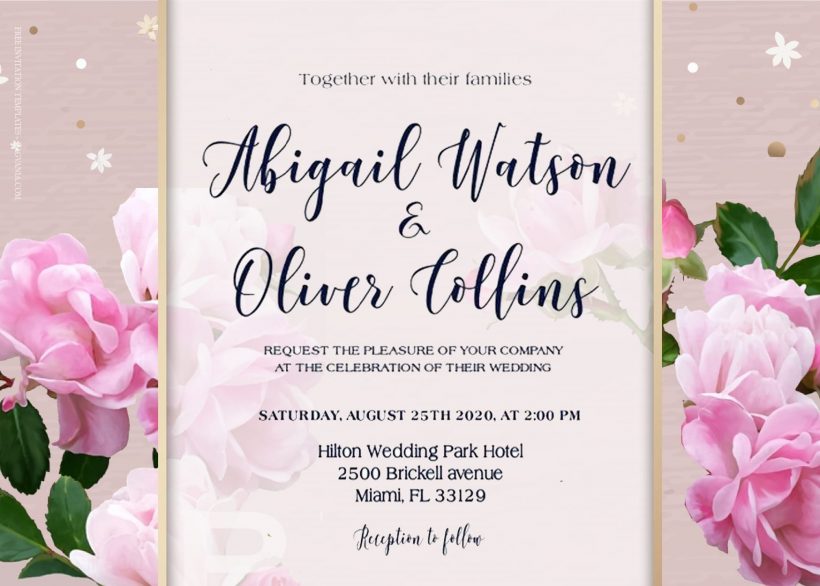 7+ Pink Romance Attack Bouquet Floral Wedding Invitation Templates Title