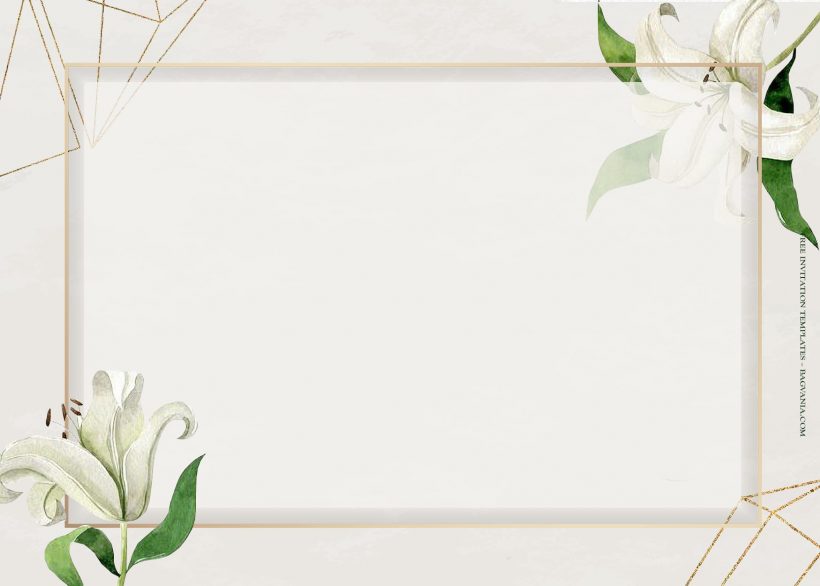 7+ Pure White Lilies Bouquet Floral Wedding Invitation Templates Type Four