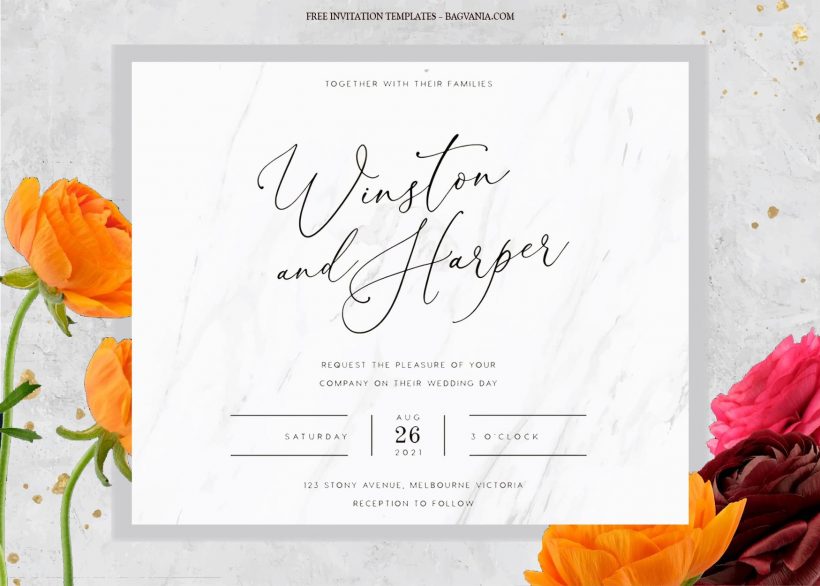 7+ Ranunculus Botantic Floral Pattern Wedding Invitation Templates Title