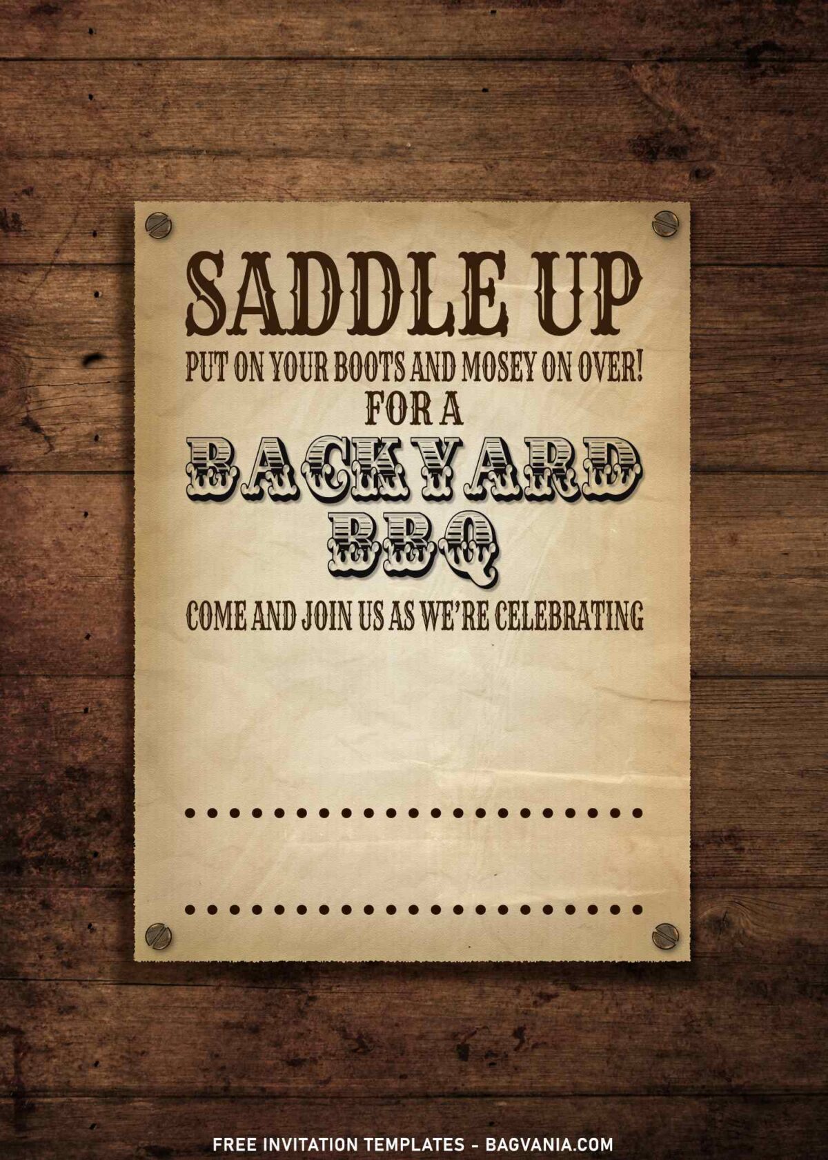 7+ Saddle Up Horse And Cowboy BBQ Birthday Invitation Templates with wooden background