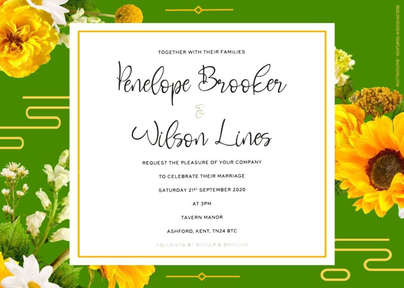 7+ Soleil Sunflower Bouquet Floral Wedding Invitation Templates Title