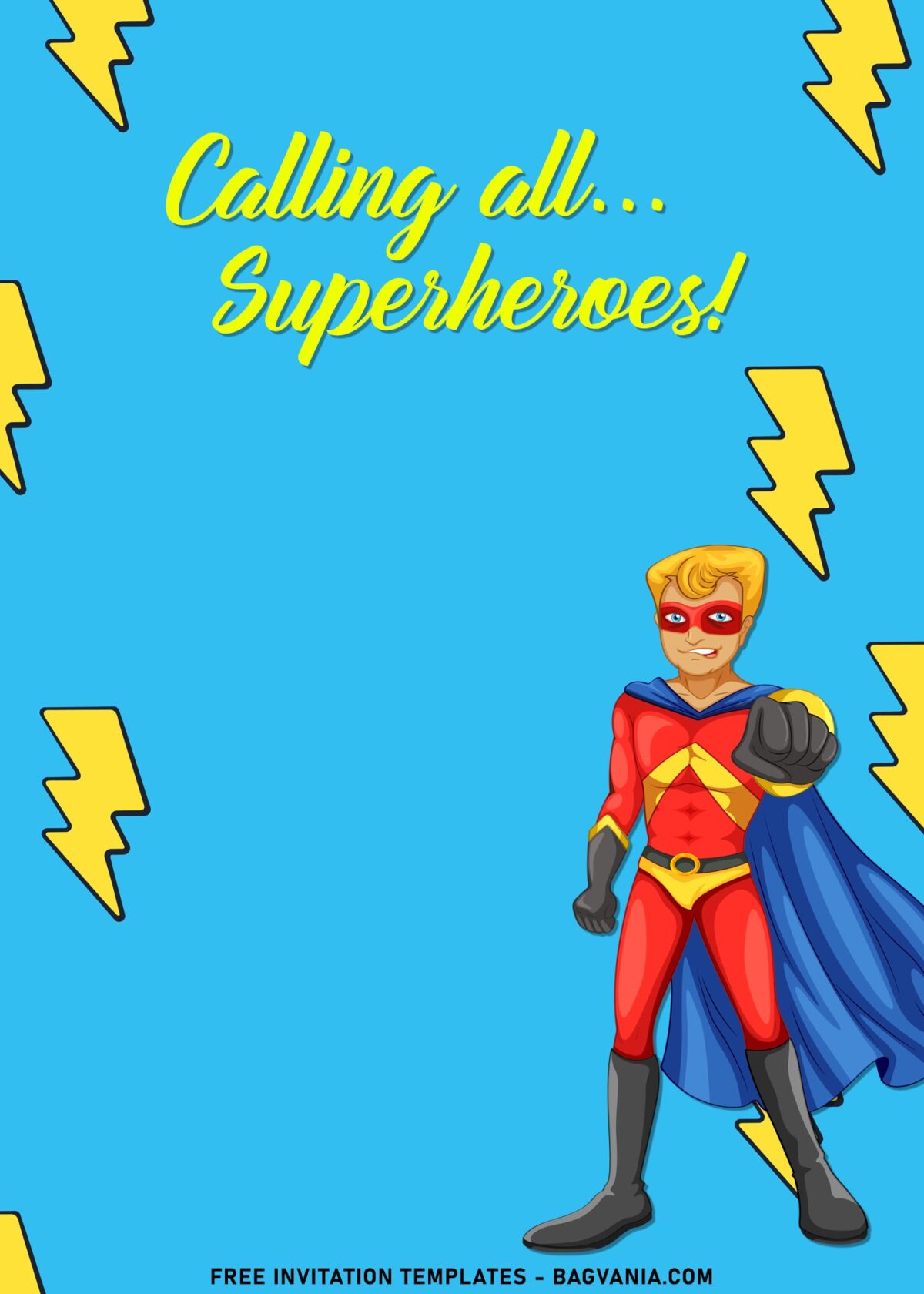 7+ Boys Superhero Birthday Invitation Templates For Your Son's Birthday with super cool cartoon superhero character