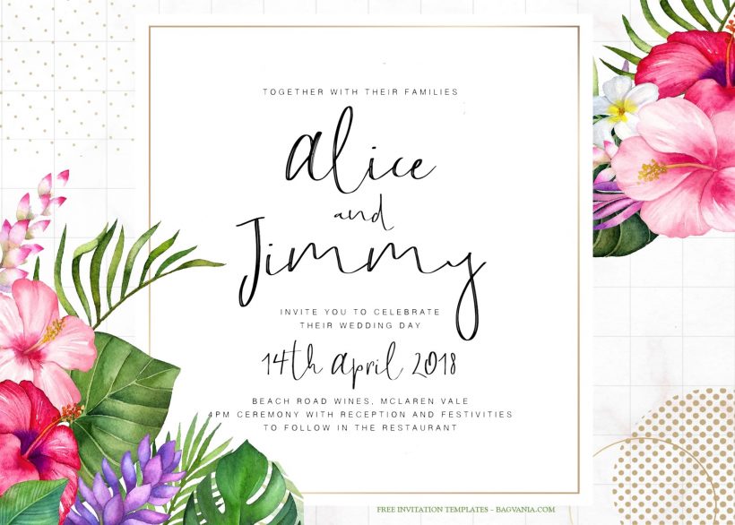 7+ Watercolor Tropical Floral Pattern Wedding Invitation Templates Title