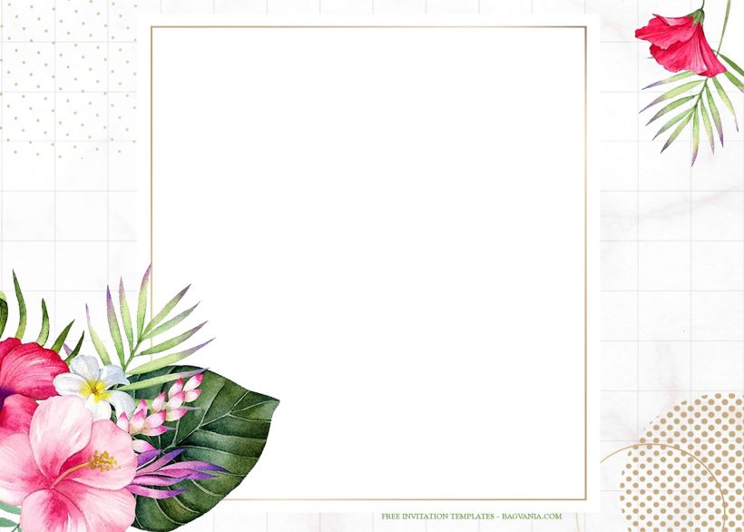 7+ Watercolor Tropical Floral Pattern Wedding Invitation Templates Type Five