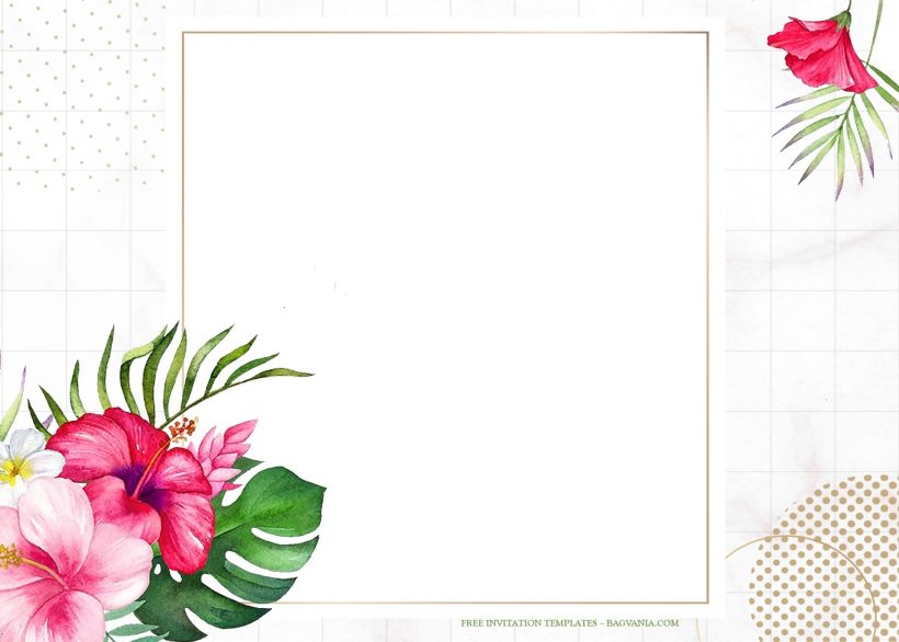 7+ Watercolor Tropical Floral Pattern Wedding Invitation Templates Type Four