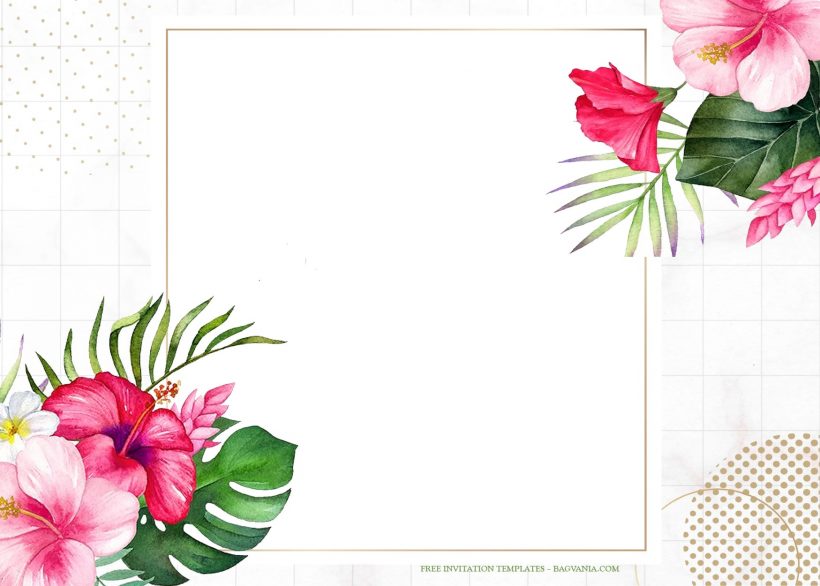 7+ Watercolor Tropical Floral Pattern Wedding Invitation Templates Type Six