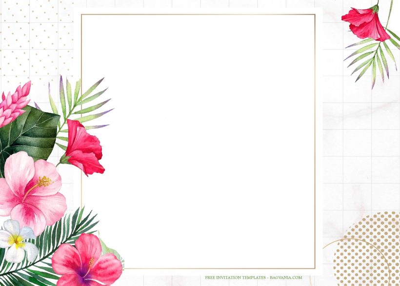 7+ Watercolor Tropical Floral Pattern Wedding Invitation Templates Type Three