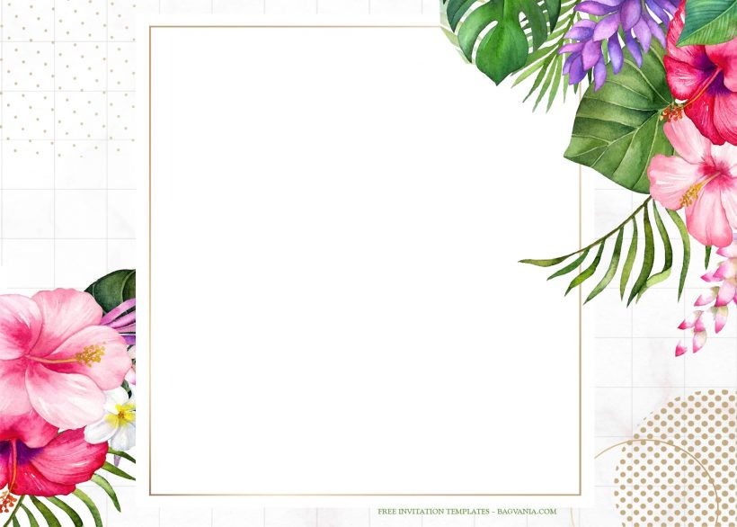 7+ Watercolor Tropical Floral Pattern Wedding Invitation Templates Type Two