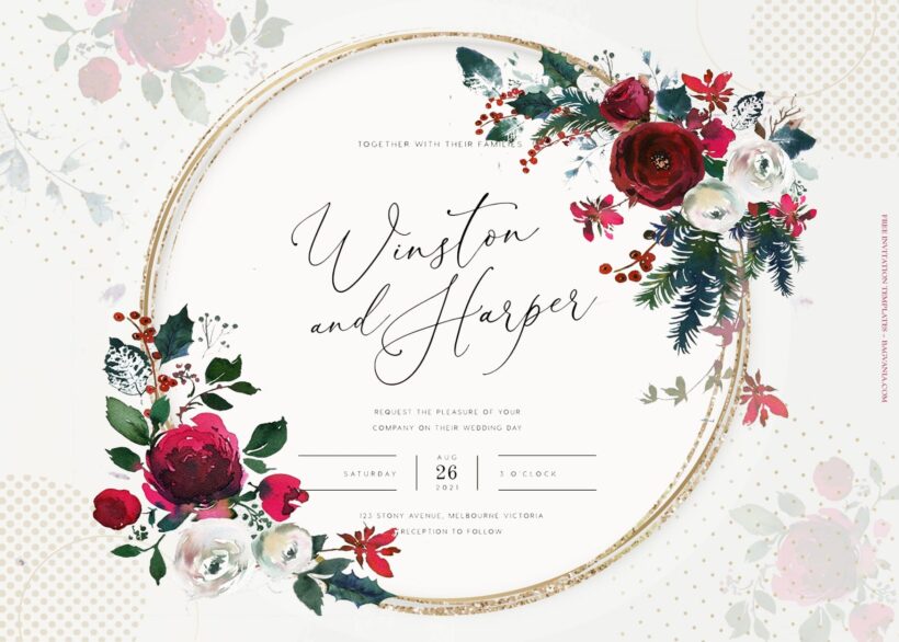 7+ Winter Grenadine Bouquet Floral Wedding Invitation Templates Title