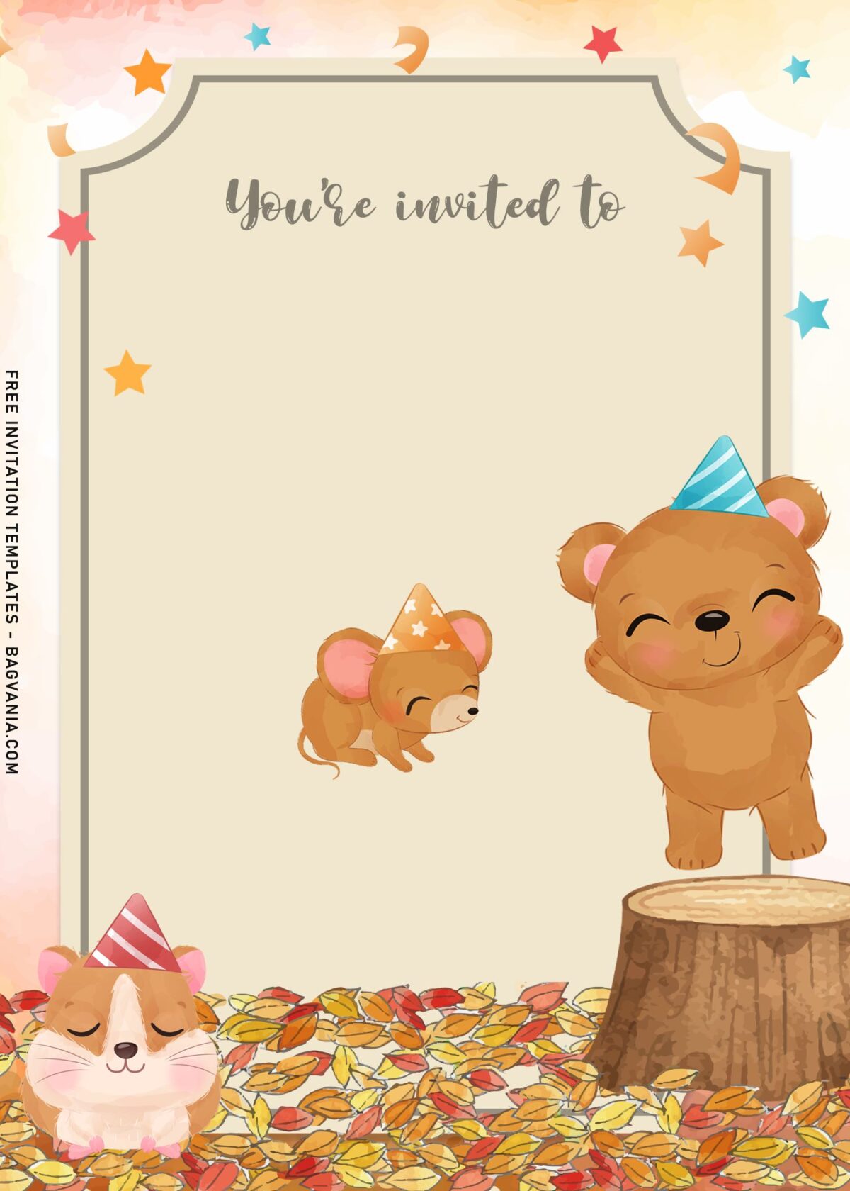 8+ Lovely Cute And Sweet Forest Animals Invitation Templates with cute bear