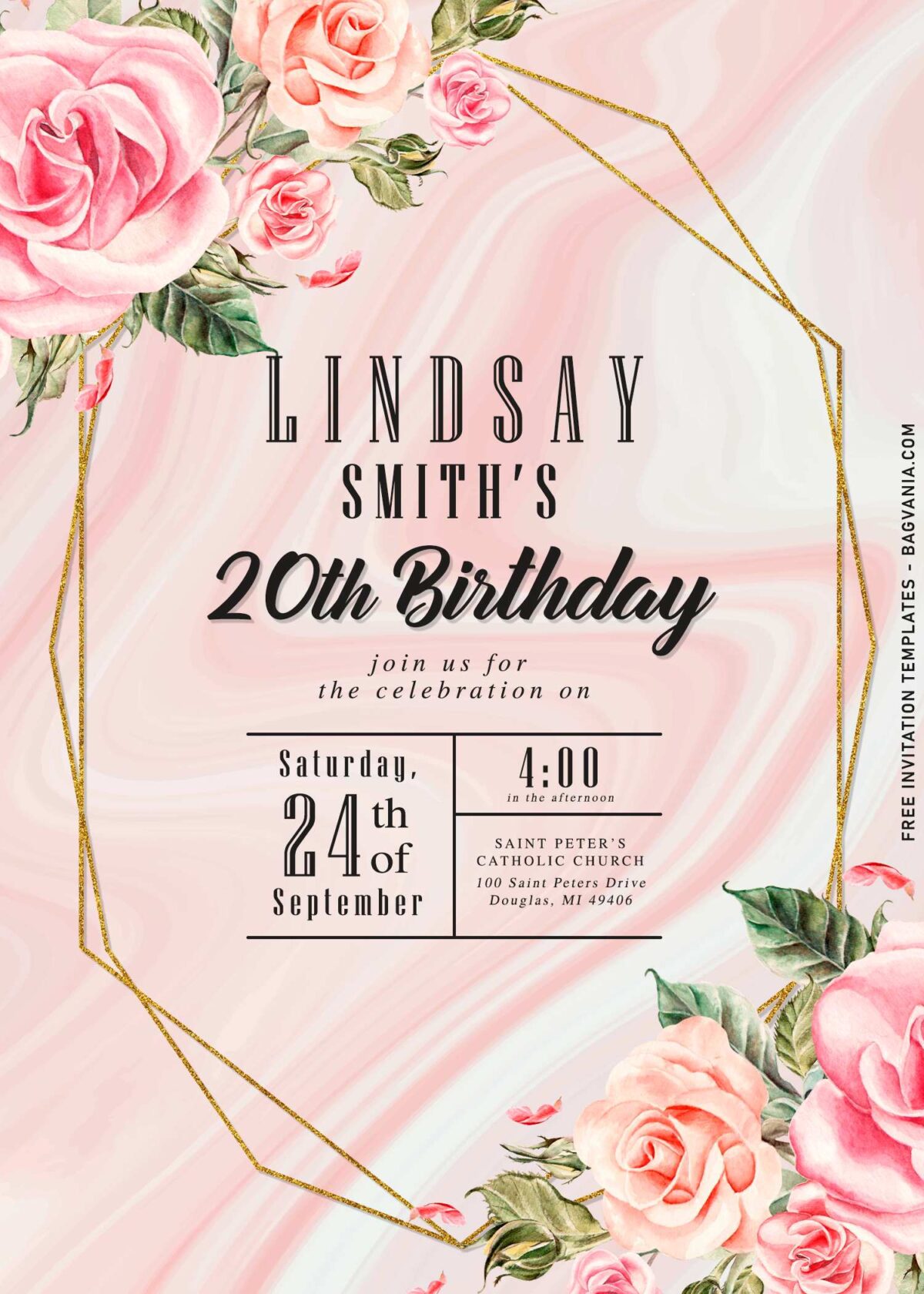 8+ Gorgeous Ombre Blush Modern Floral Birthday Invitation Templates