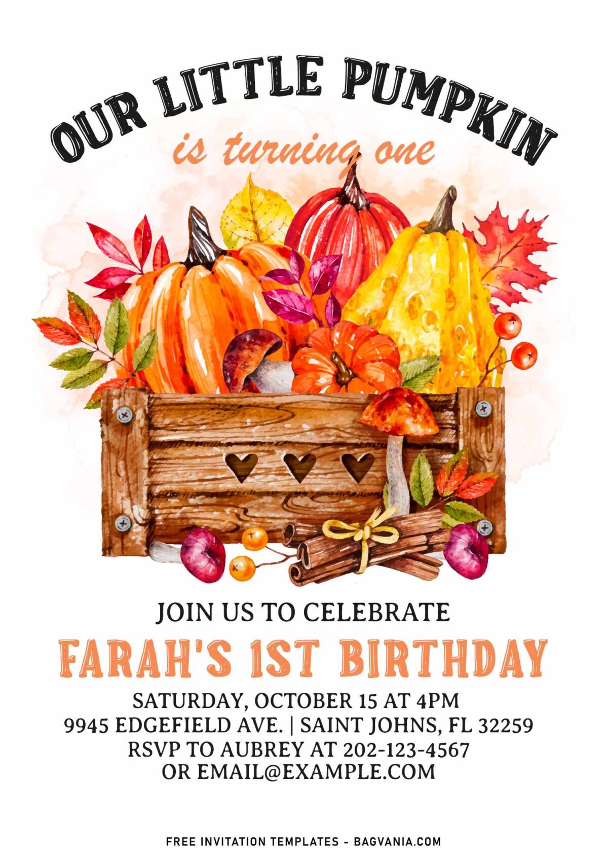 8+ Cute Pumpkin Patch First Birthday Party Invitation Templates