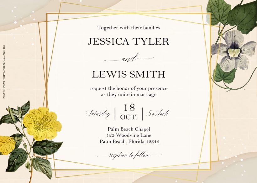 9+ Antique Colorful Garden Floral Wedding Invitation Templates Title