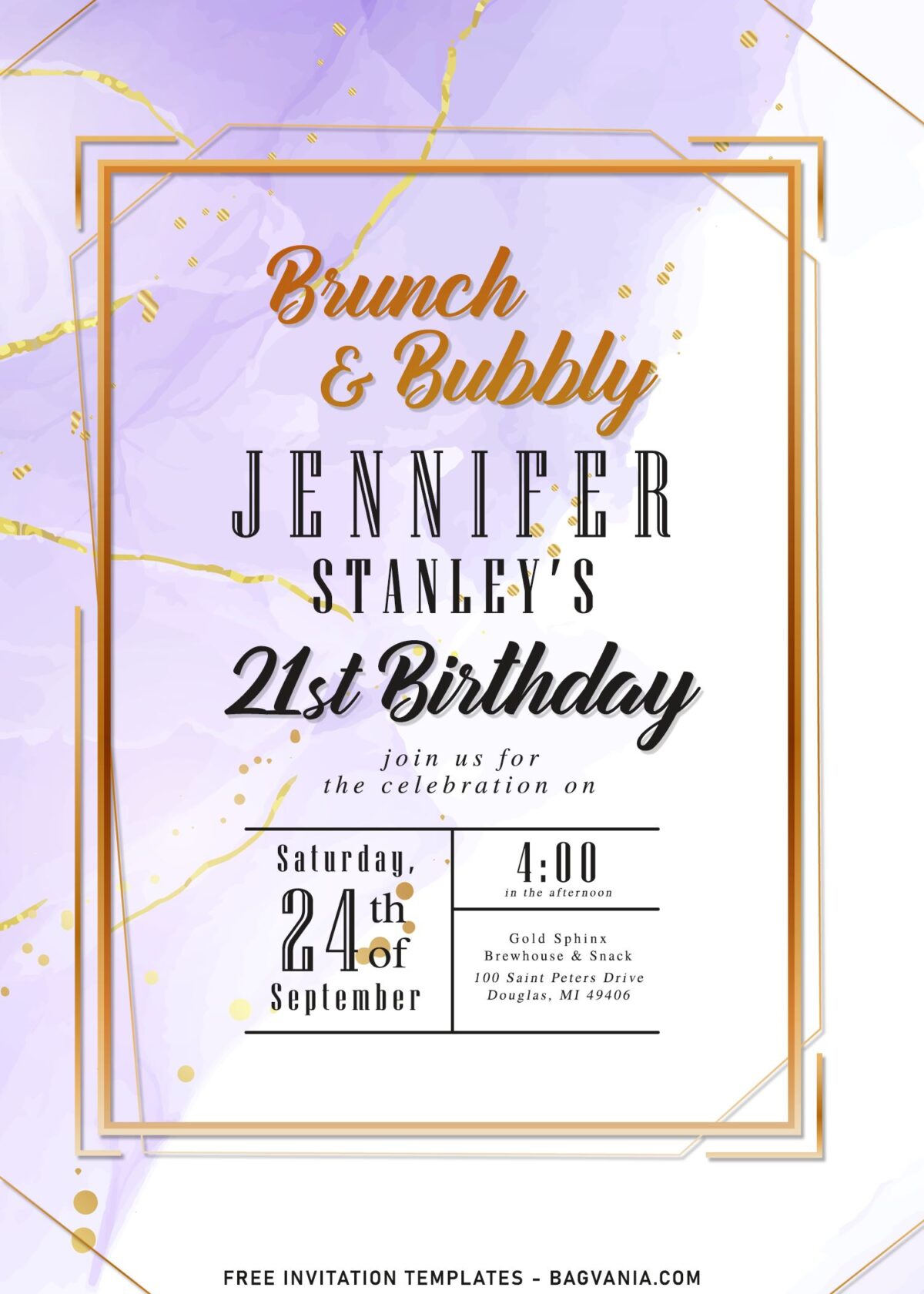9+ Sparkling Gold And Marble Brunch And Bubbly Invitation Templates