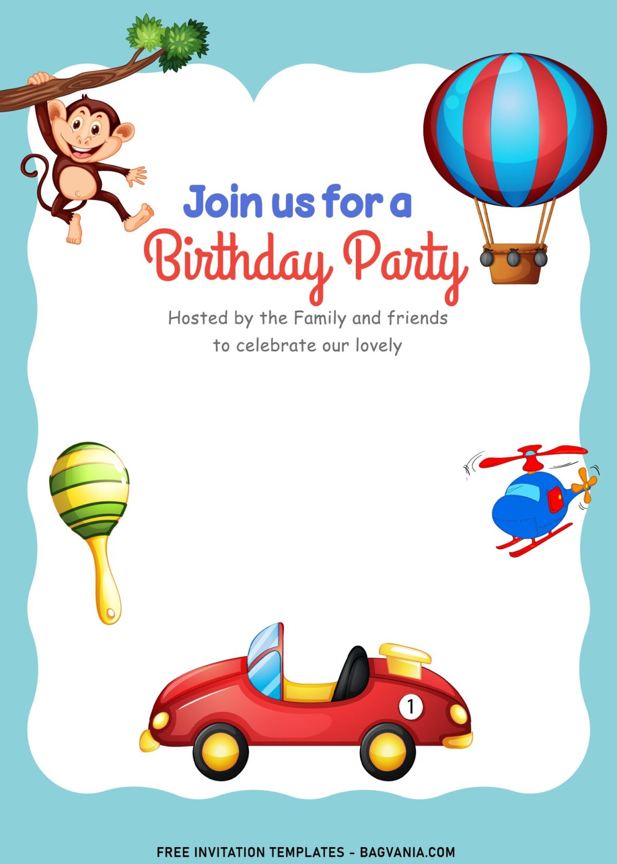10+ Best And Cute Birthday Invitation Templates For Preschooler with car toys