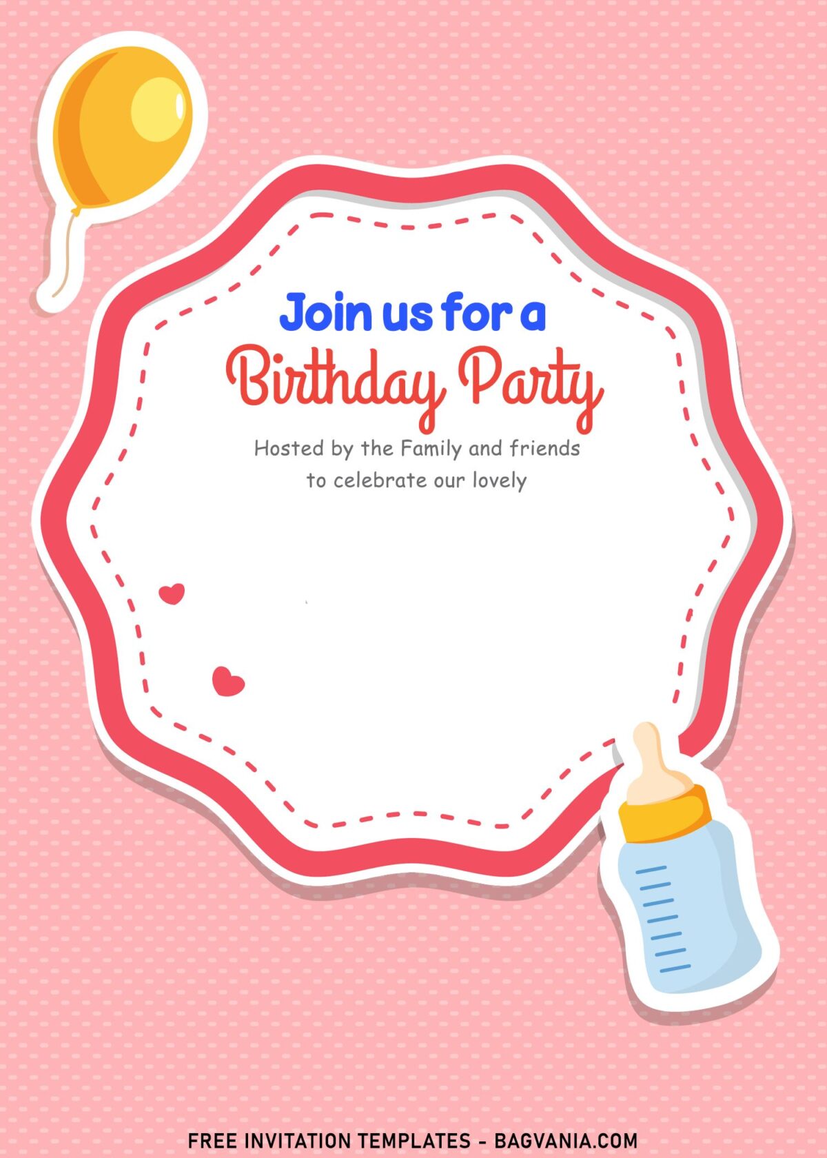 10+ Girls Cow Birthday Party Invitation Templates with cute feeding bottle