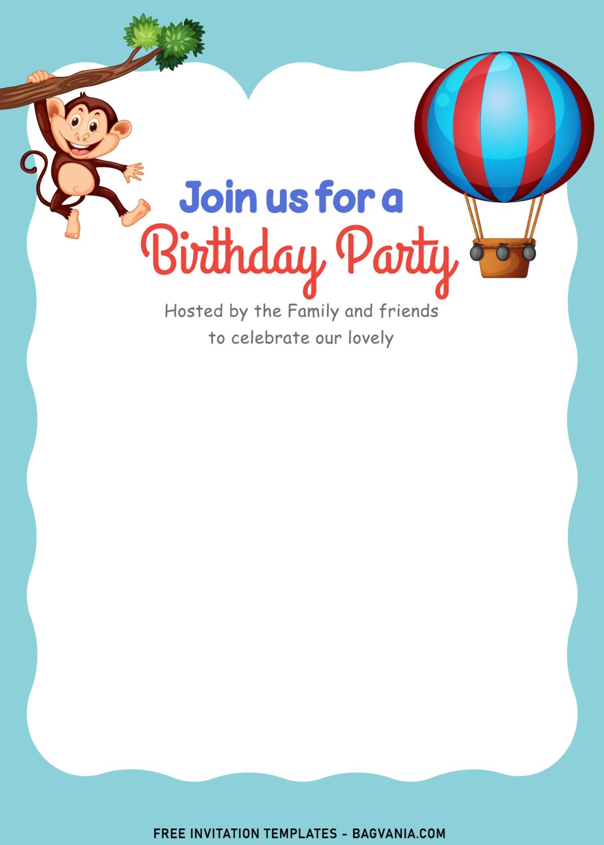 10+ Best And Cute Birthday Invitation Templates For Preschooler with hot air balloon