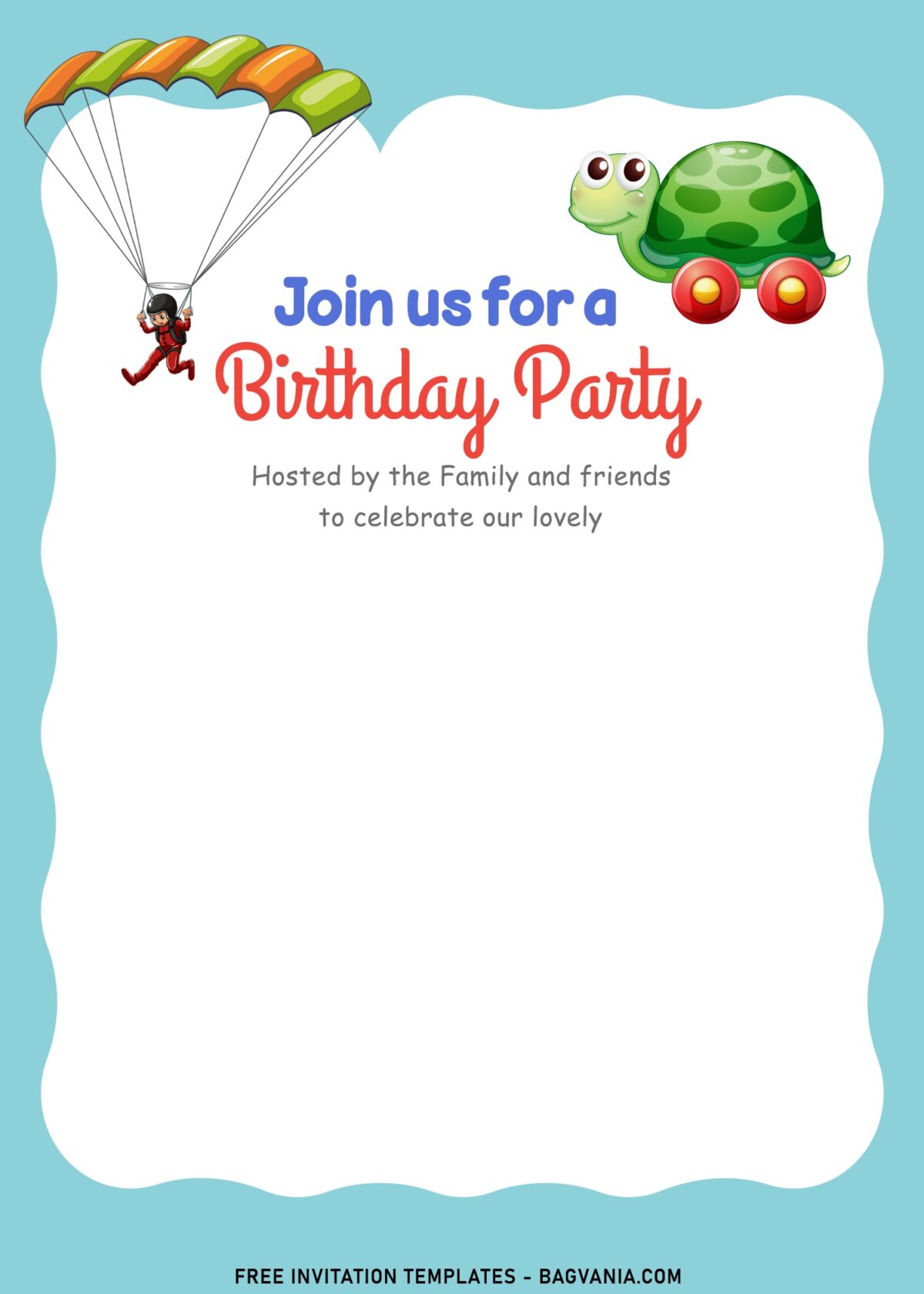 10+ Best And Cute Birthday Invitation Templates For Preschooler with cute turtle and