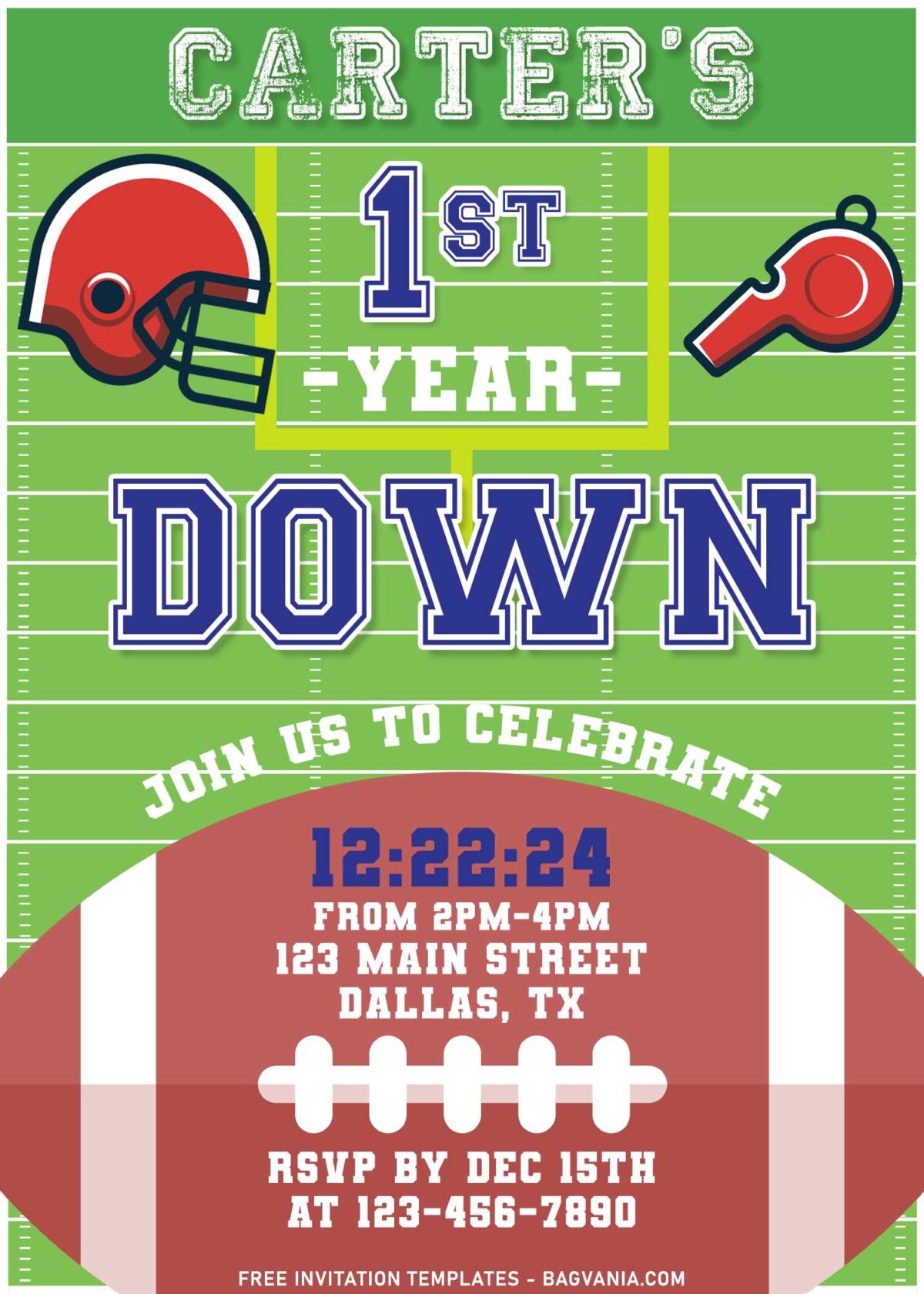 10+ First Year Down Football Themed First Birthday Invitation Templates