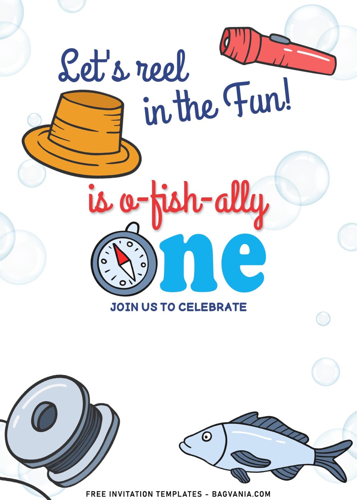 10+ Cute Fishing Birthday Invitation Templates For Your Little Fisherman with compass