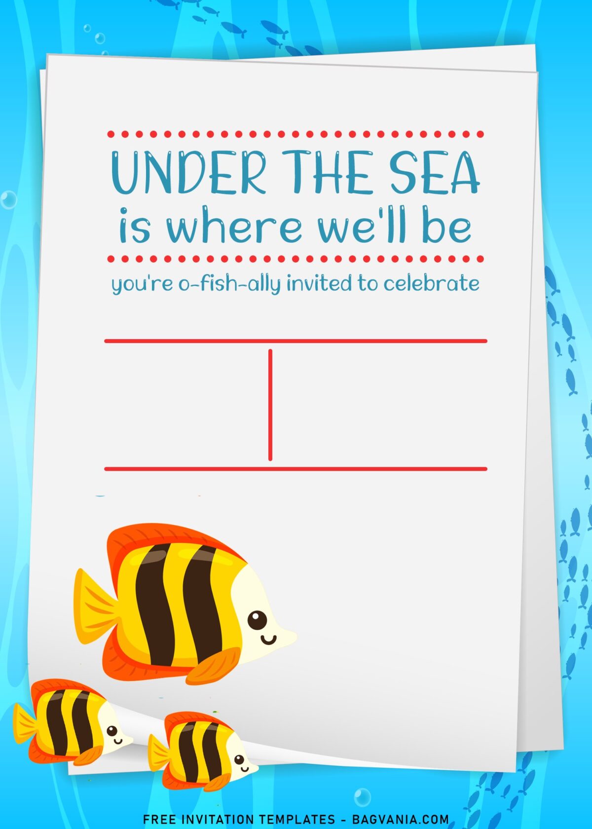 10+ Fish Theme Children's Birthday Invitation Templates with under the sea background