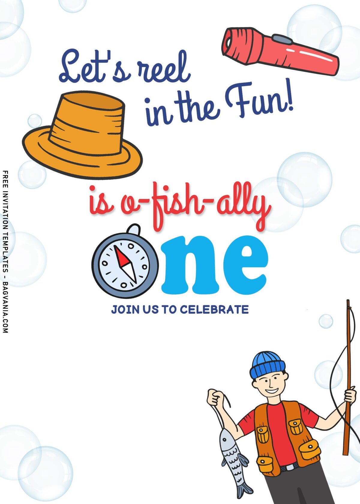 10+ Cute Fishing Birthday Invitation Templates For Your Little Fisherman with adorable cartoon fisherman