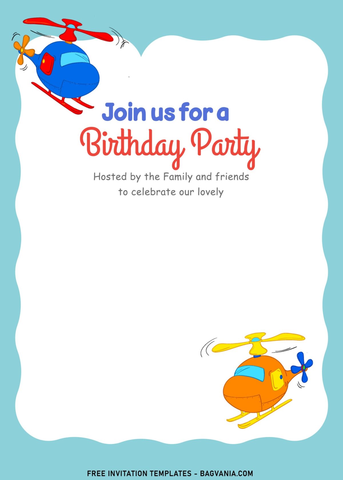 10+ Best And Cute Birthday Invitation Templates For Preschooler with helicopter toys