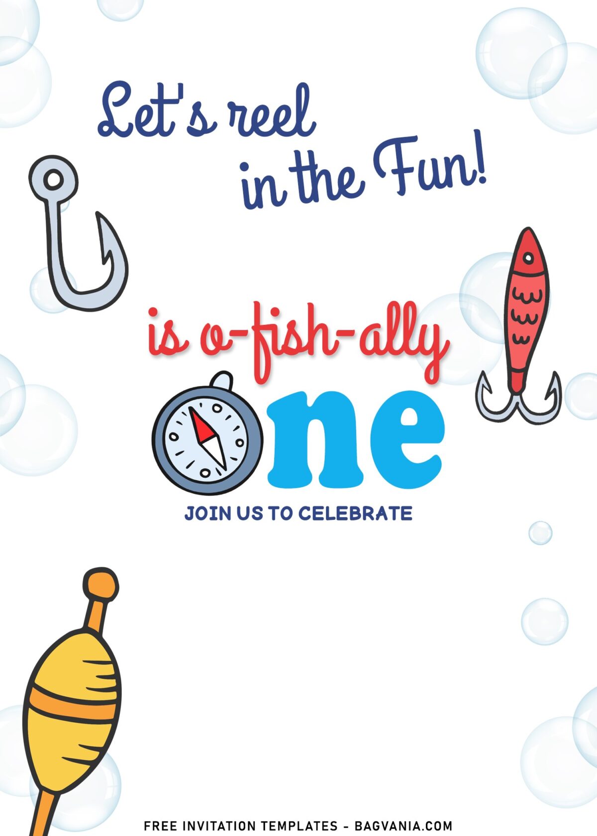10+ Cute Fishing Birthday Invitation Templates For Your Little Fisherman with fishing hook