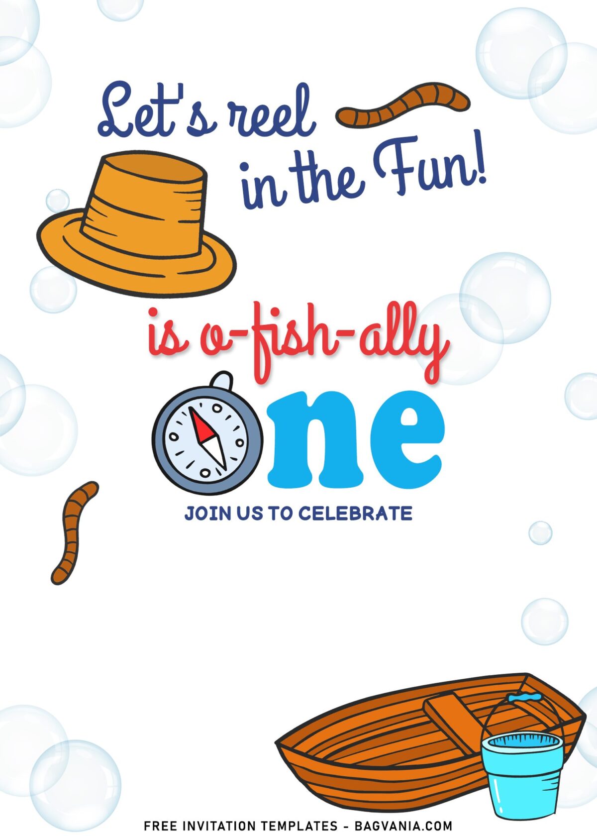 10+ Cute Fishing Birthday Invitation Templates For Your Little Fisherman with worm lure