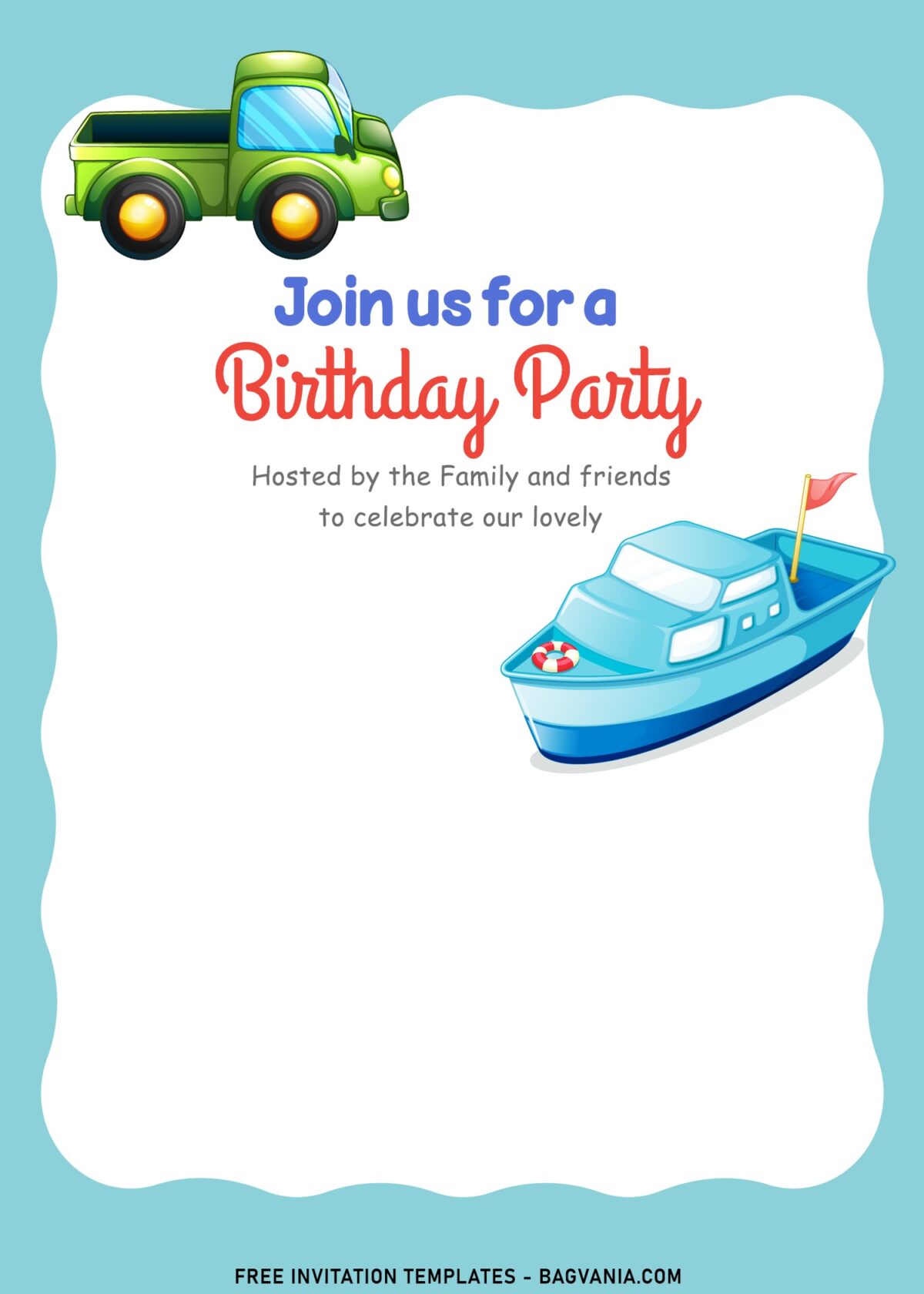 10+ Best And Cute Birthday Invitation Templates For Preschooler with boat