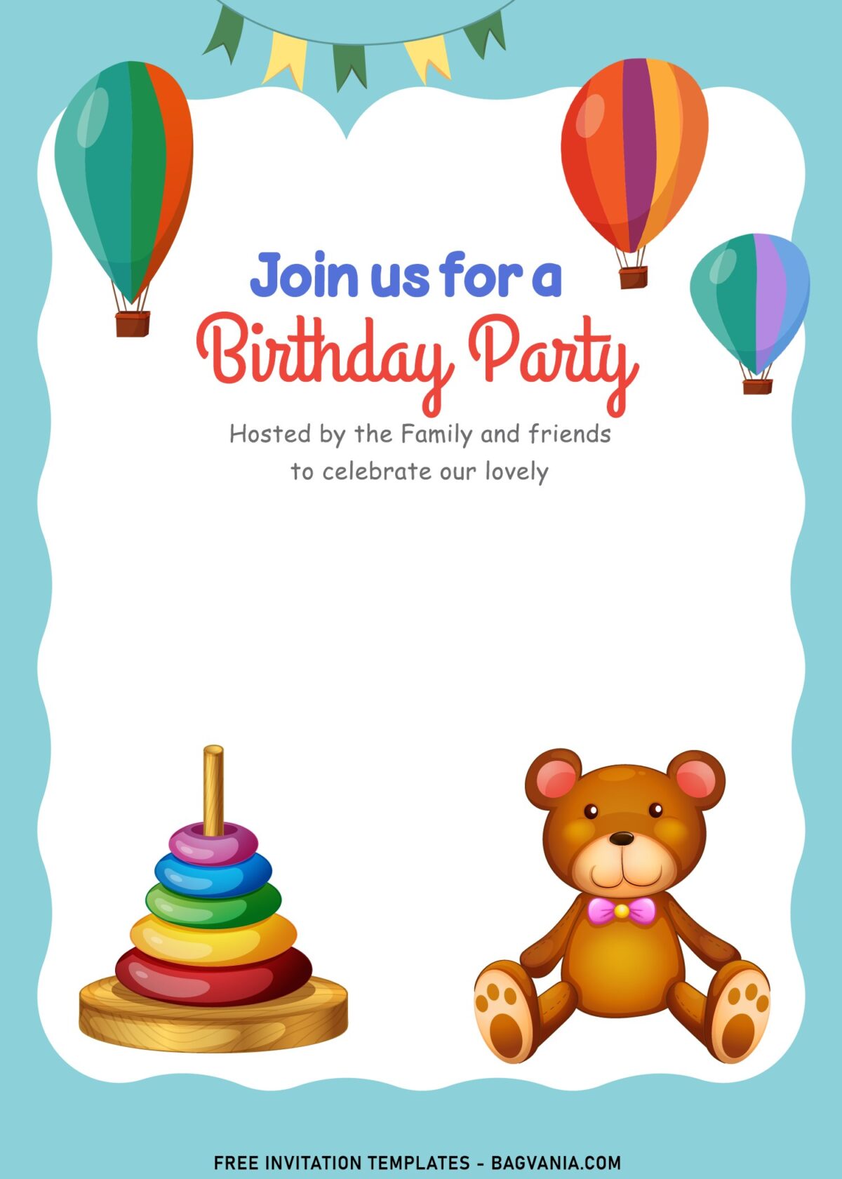 10+ Best And Cute Birthday Invitation Templates For Preschooler with colorful ring stacks