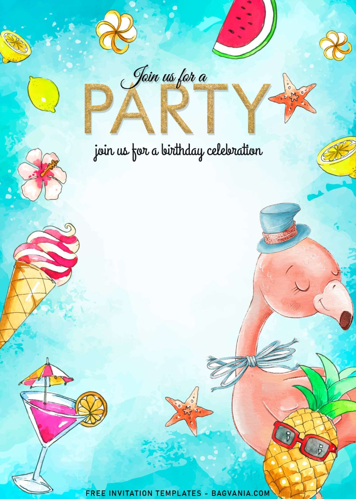 11+ Flamingo Fun Party Invitation Templates Perfect For Summer & Autumn with life ring