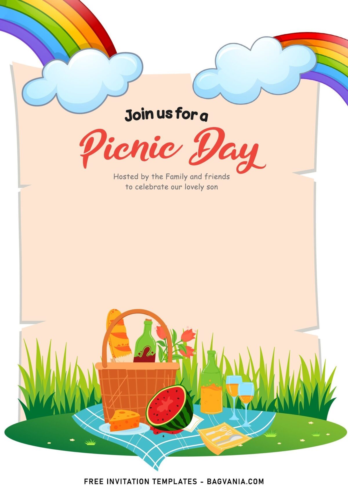 11+ Kids Picnic Day Birthday Invitation Templates Perfect For Spring with picnic basket