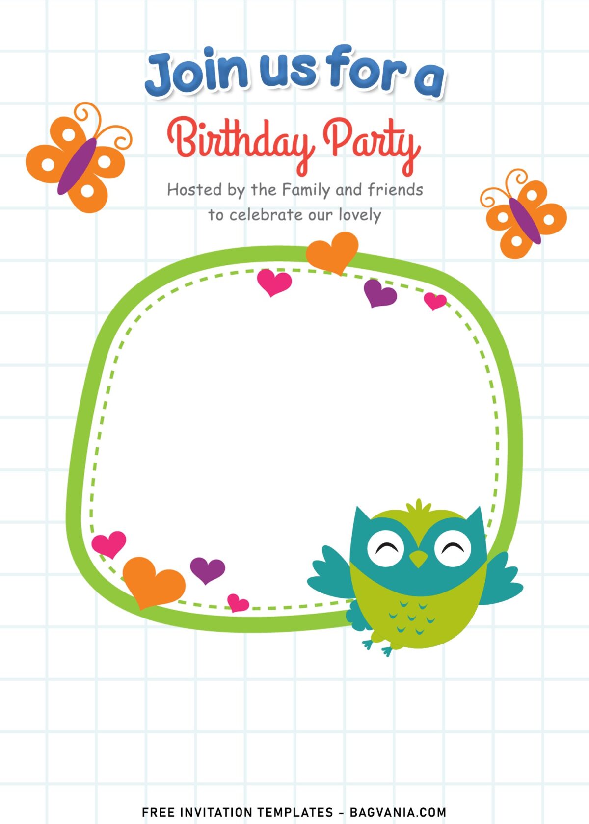 11+ Cute Owl Birthday Invitation Templates For Your Little Ones' Birthday with cute butterflies